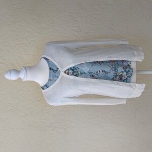 Old Navy White Button Down Cardigan Sweater & SHEIN Blue Top Bundle Size XS